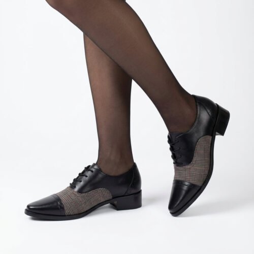 Oxford Feminino Xadrez Preto ( Pronta-entrega )