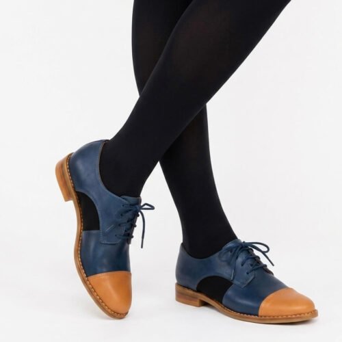 Sapato Oxford Aberto Azul e Nude ( Pronta-entrega )