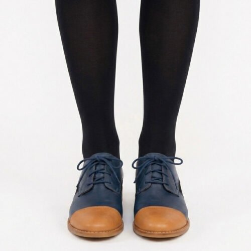 Sapato Oxford Aberto Azul e Nude ( Pronta-entrega )