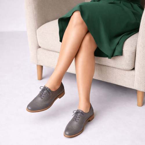 Sapato Oxford Feminino Cinza