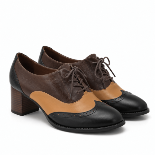 Sapato Oxford Três Tons de Café (Pronta-entrega)